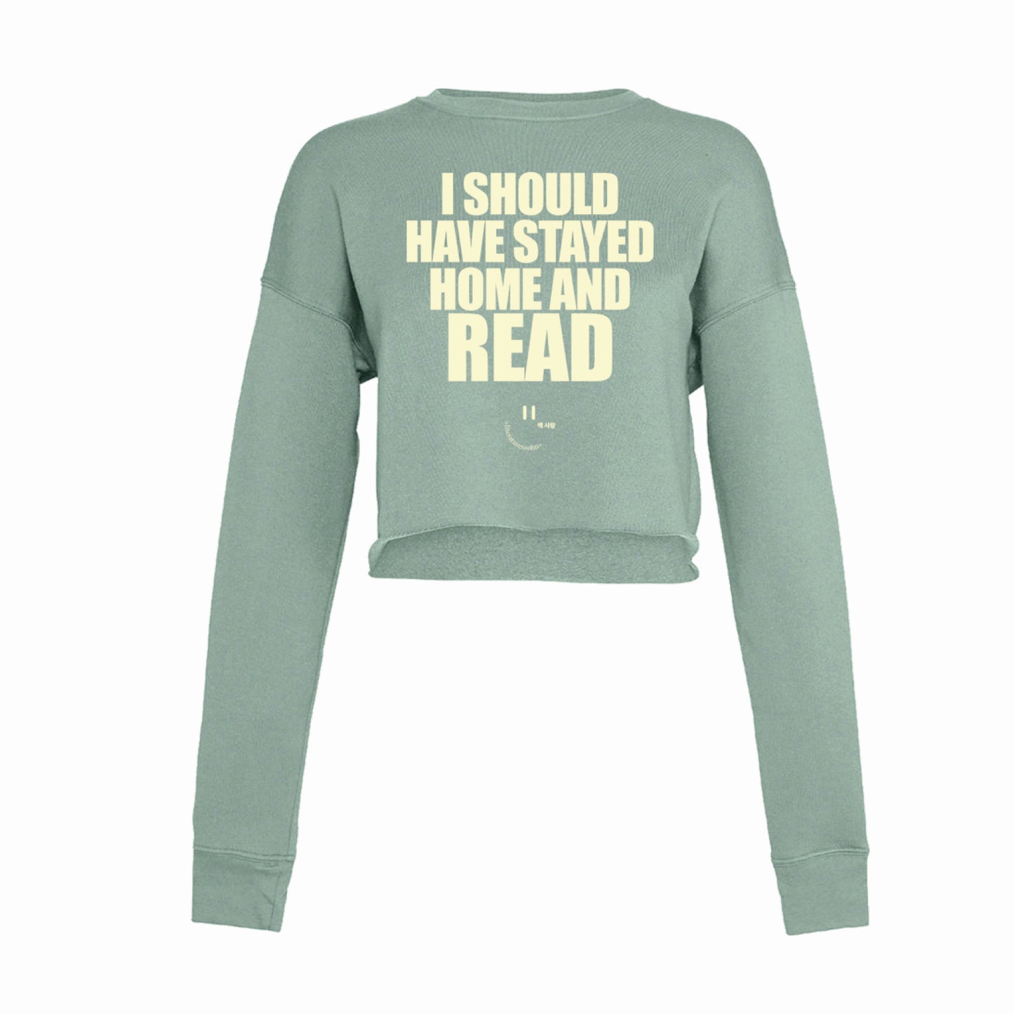 I SHOULD HAVE STAYED HOME AND READ crop top - mint green
