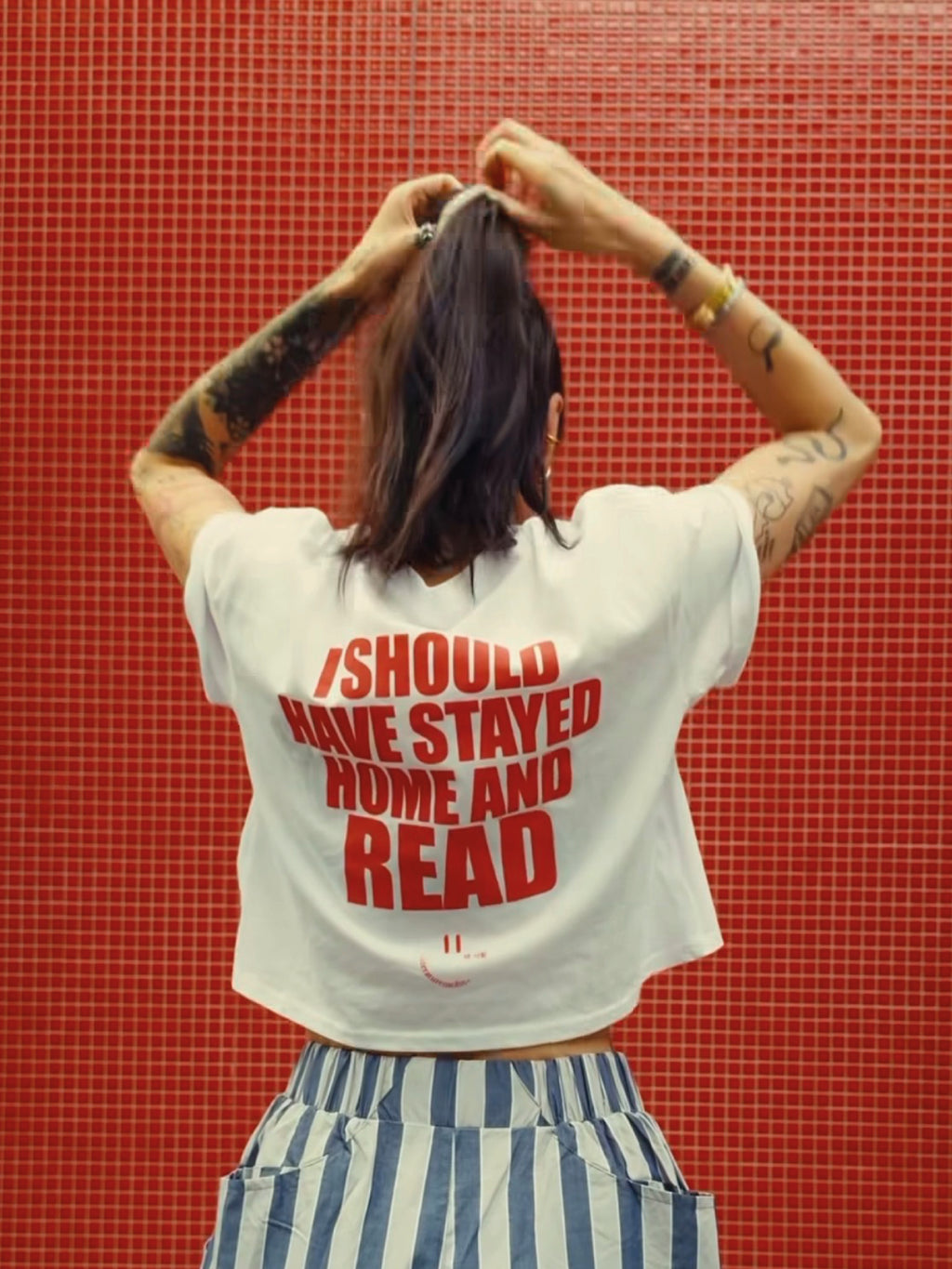 I SHOULD HAVE STAYED HOME AND READ crop shirt